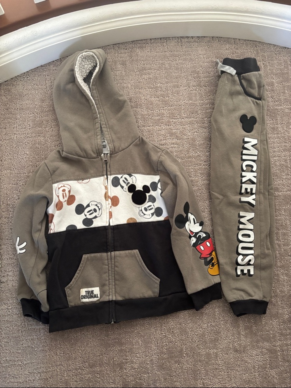Mickey Mouse Kids Hooded Zip Jacket & Joggers Set - Gray